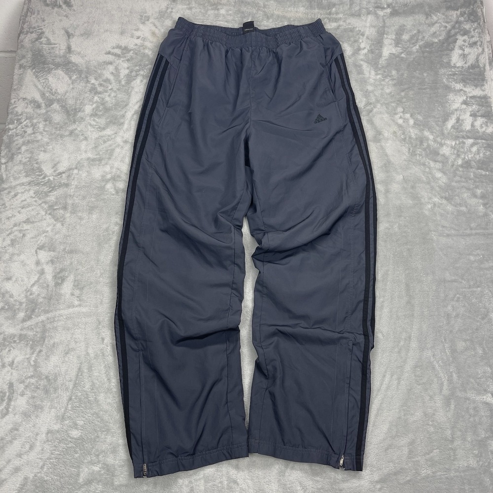 Vtg Adidas Pants Mens XL Gray 3 Stripes Lined Ankle Zip Clima365 Track Baggy Y2K